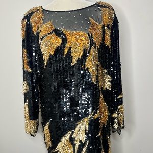 Gold & black sequin dress